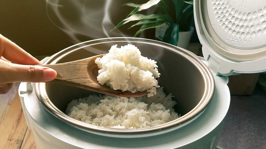 rice cooker with steaming rice